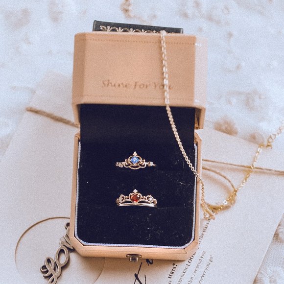 Gold Vermeil Sapphire Blue Tiara Crown Ring - Picture 5 of 6